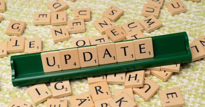 Upgrades - The word update is spelled out in scrabble tiles